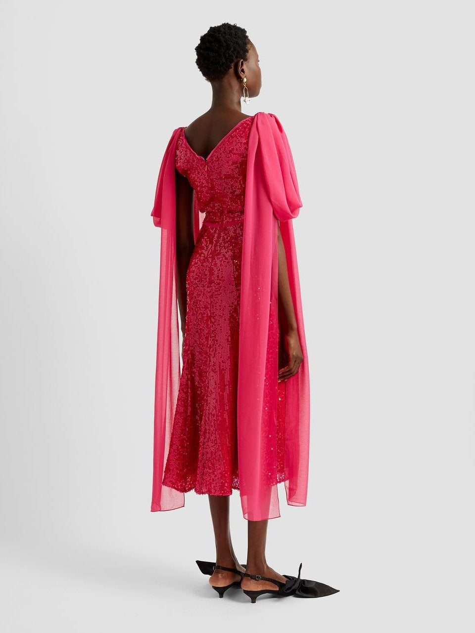 Draped shoulder midi dress v neck with draped shoulder detail midi dress
