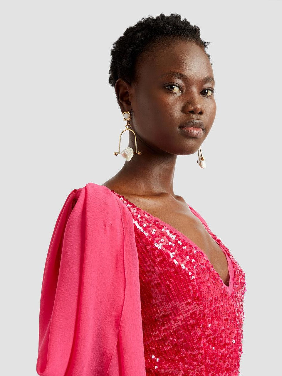 Draped shoulder midi dress v neck with draped shoulder detail midi dress