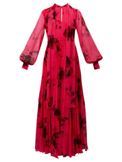 Blouson sleeve gown blouson sleeve with neck tie gown