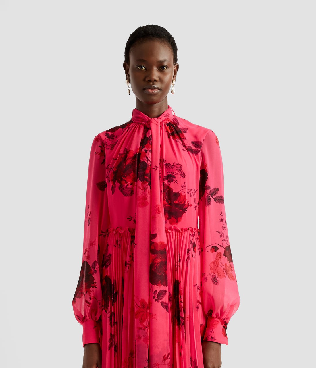 Blouson Sleeve Gown BLOUSON SLEEVE WITH NECK TIE GOWN