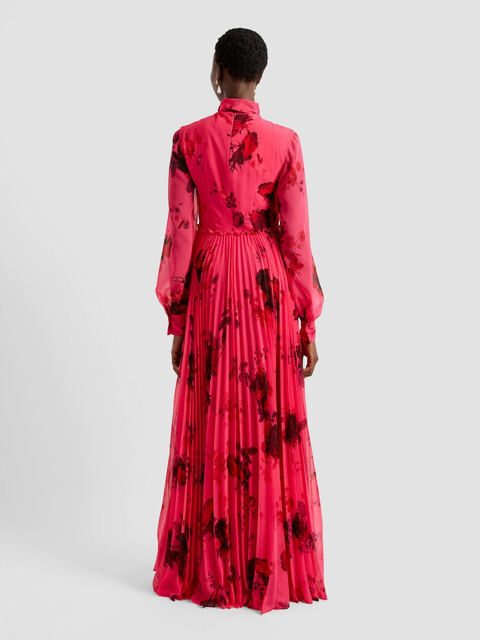 Blouson sleeve gown blouson sleeve with neck tie gown