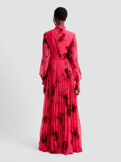 Blouson sleeve gown blouson sleeve with neck tie gown