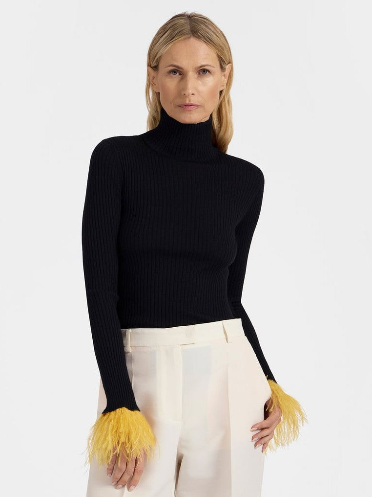 High kick top with feathers