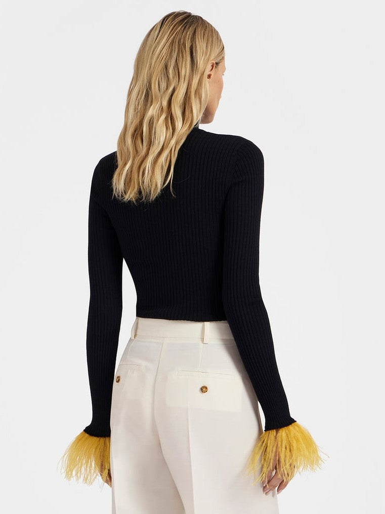 High kick top with feathers