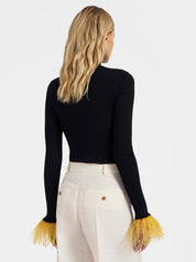 High kick top with feathers