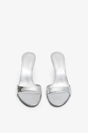 LIDIA MULE 70  Silver mirrored leather mule