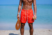 Orange swim shorts