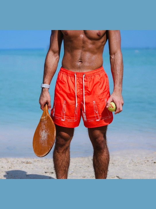 Orange swim shorts