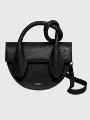 Pretzel pebble grain leather black