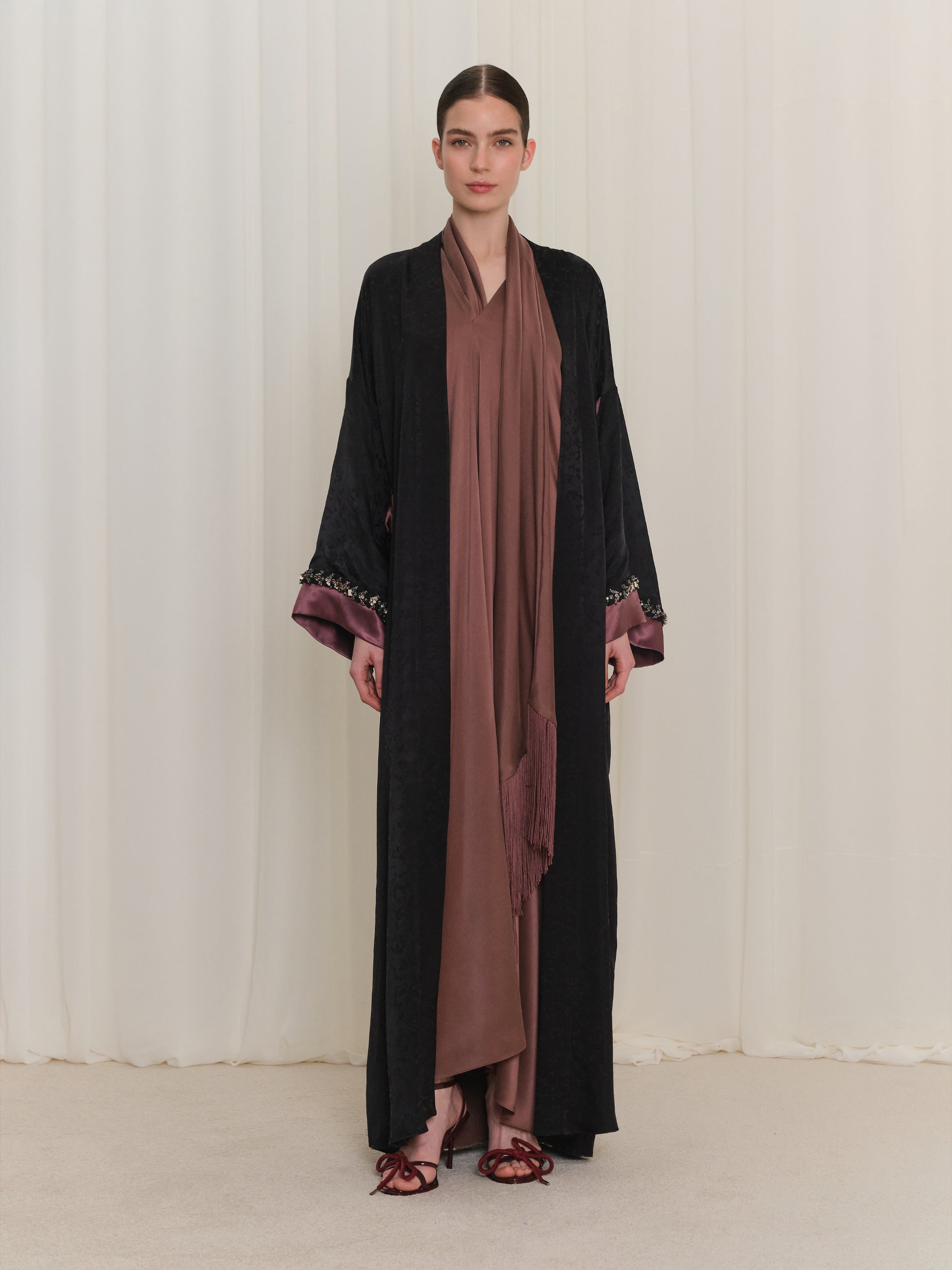 Abaya with Embroidered Sleeves