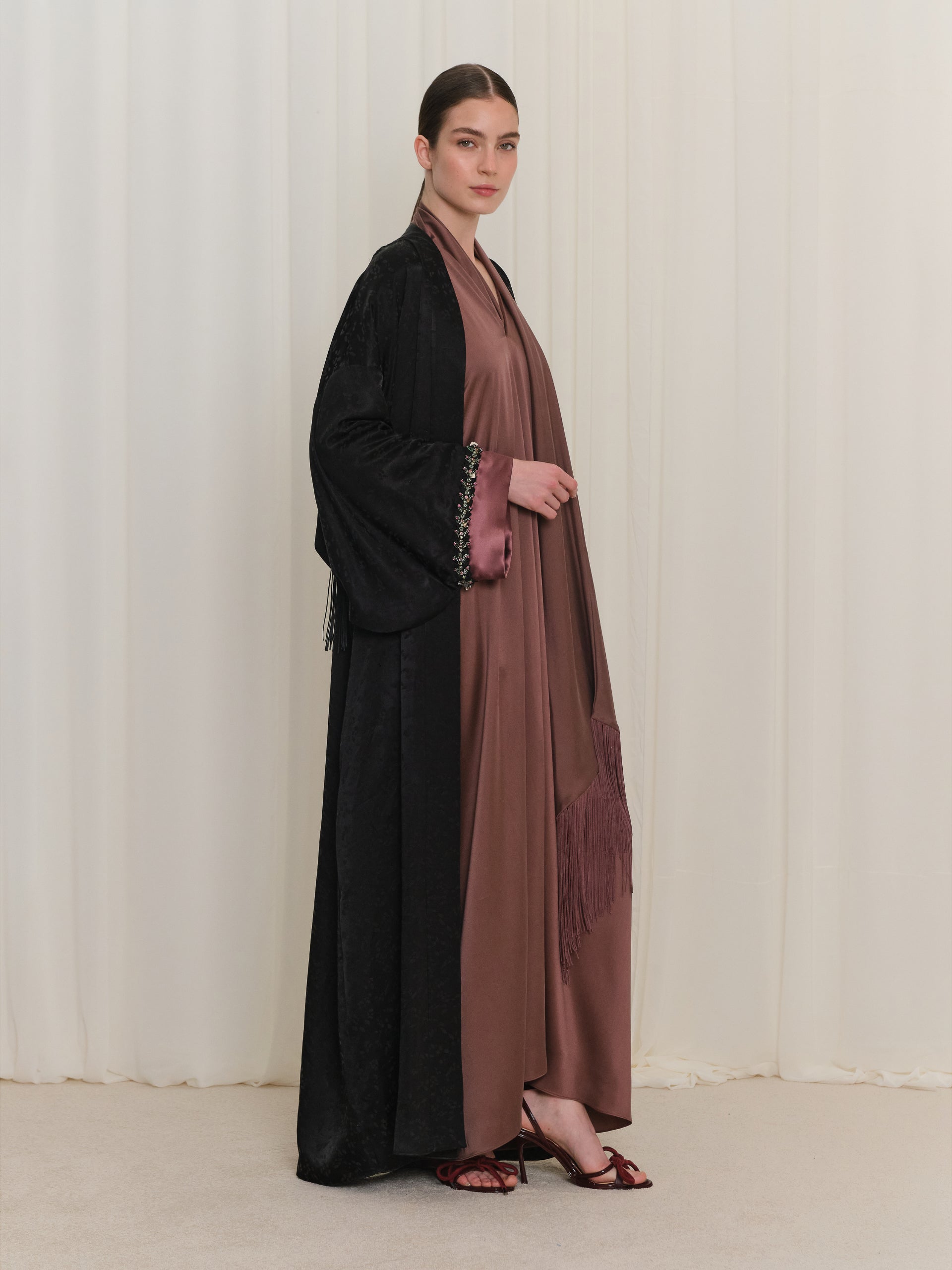 Abaya with Embroidered Sleeves