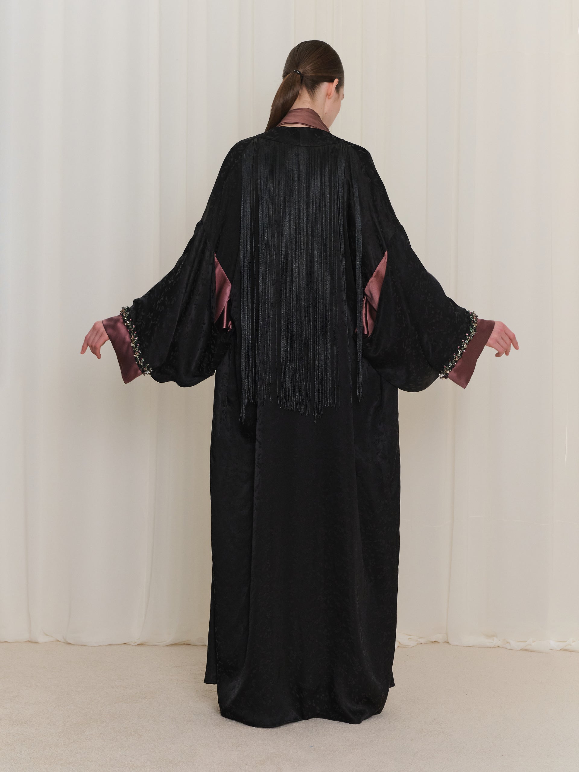 Abaya with Embroidered Sleeves