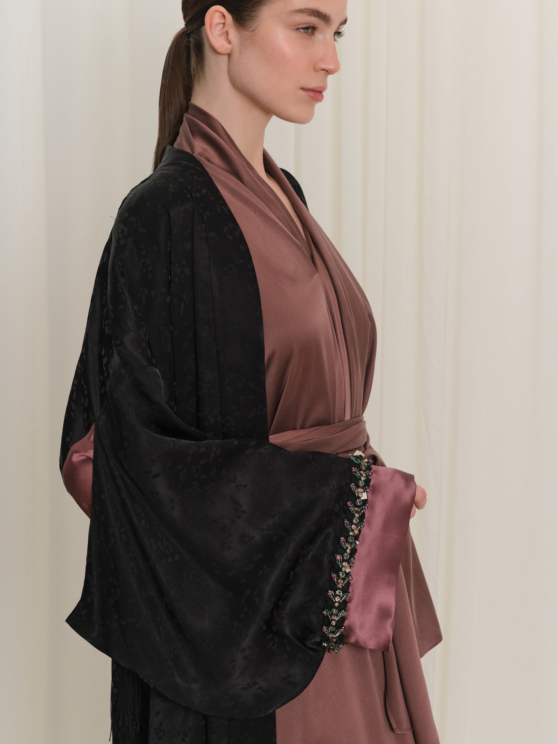 Abaya with Embroidered Sleeves