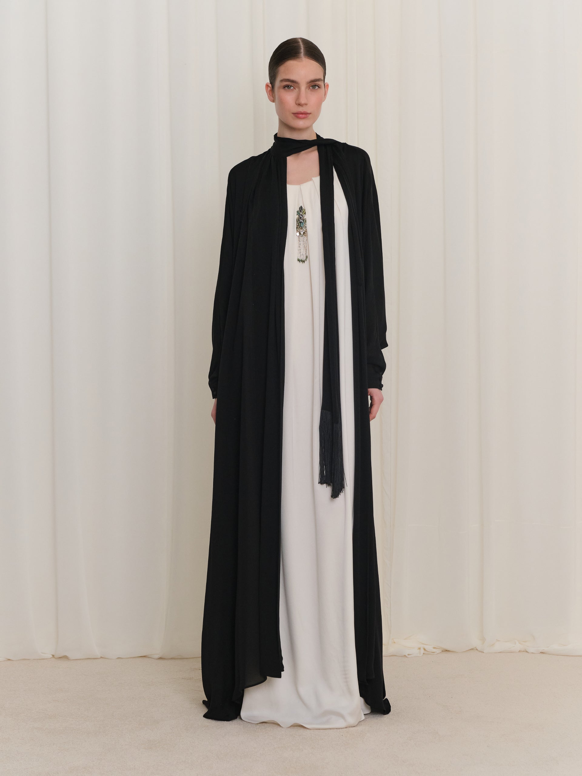 Black Abaya with Tassel Detail