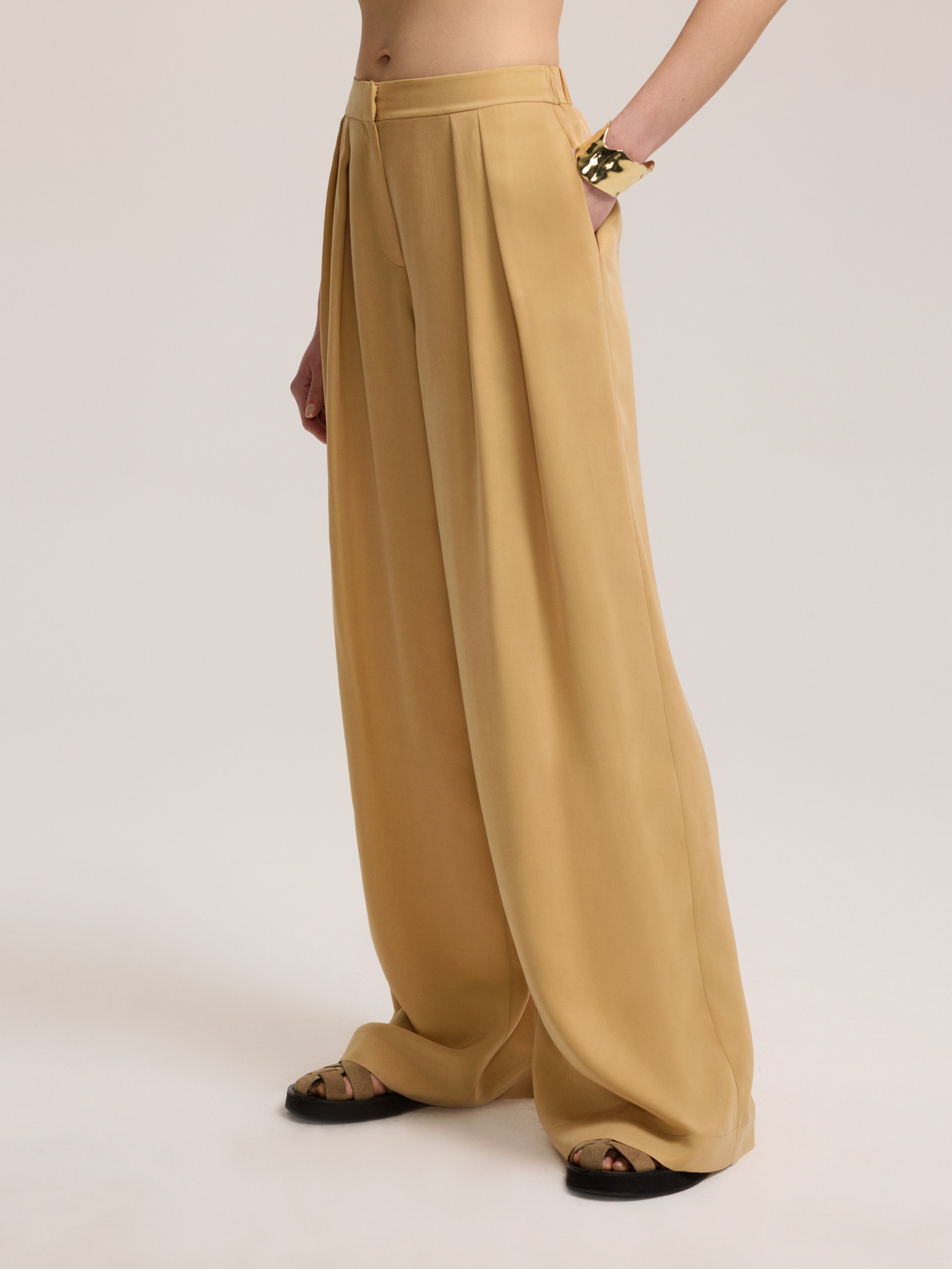 HIGH WAIST CUPRO TROUSERS