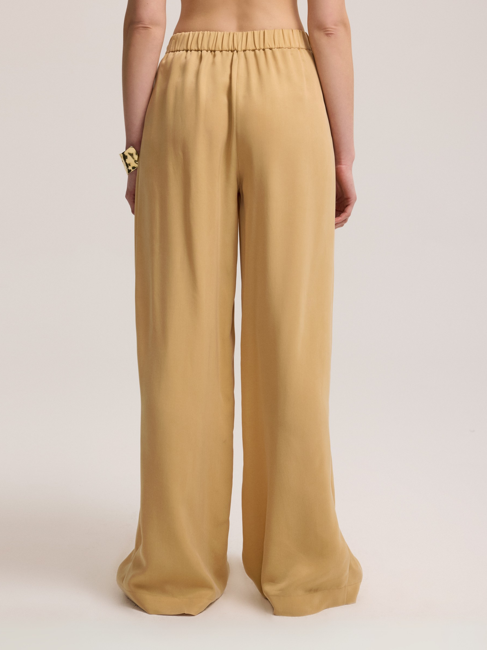 High waist cupro trousers