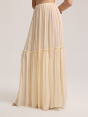 TULLE LONG LIGHT BEIGE SKIRT