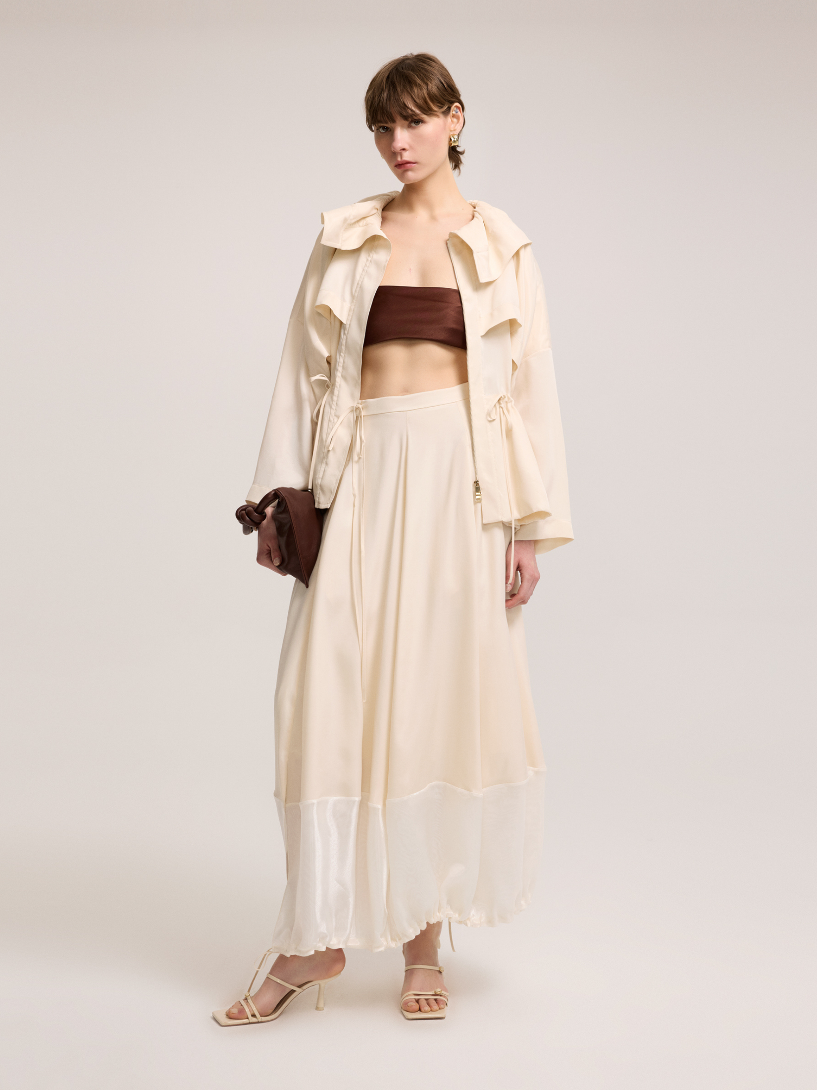 Long skirt with gathered detail