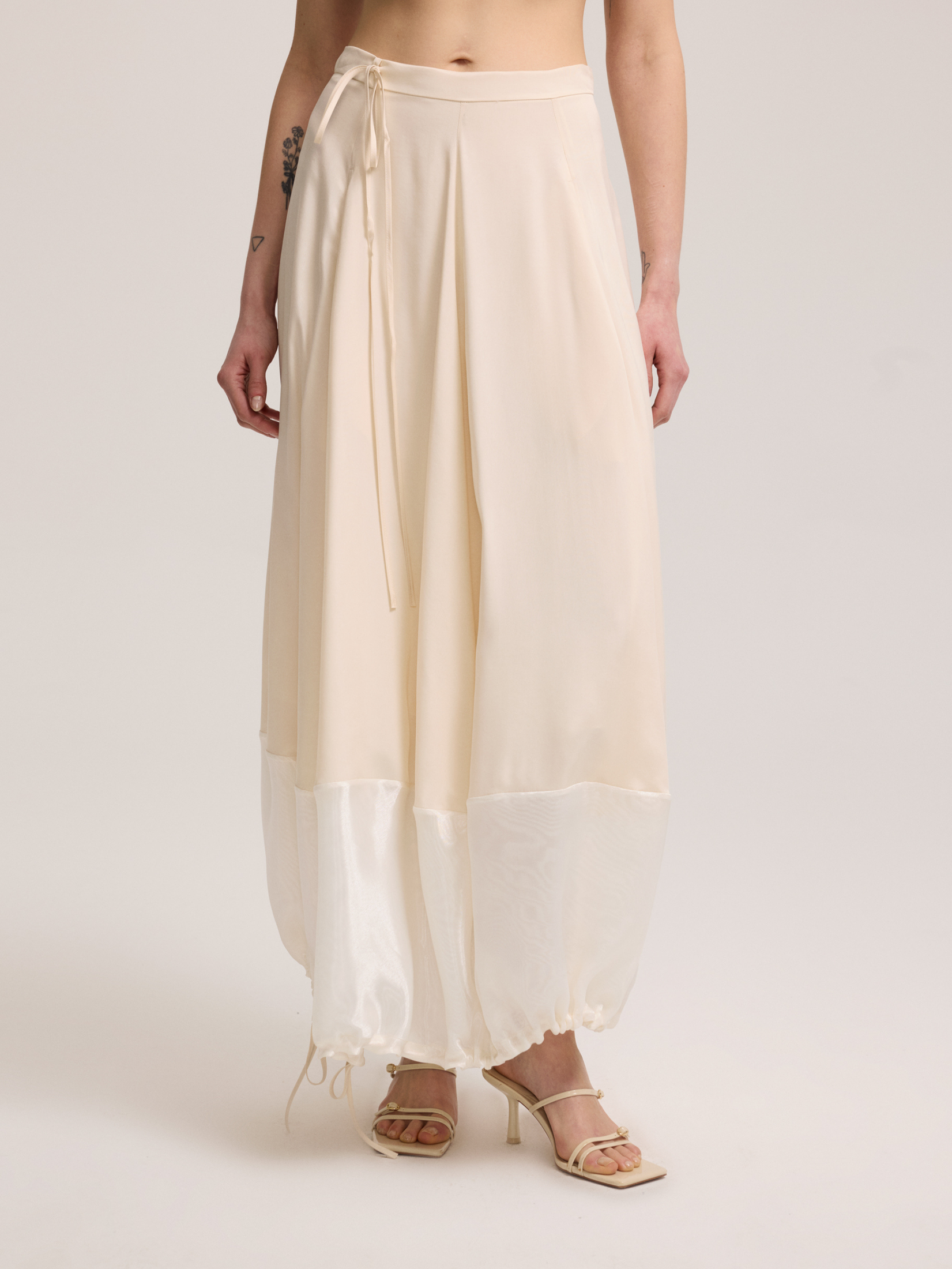 Long skirt with gathered detail