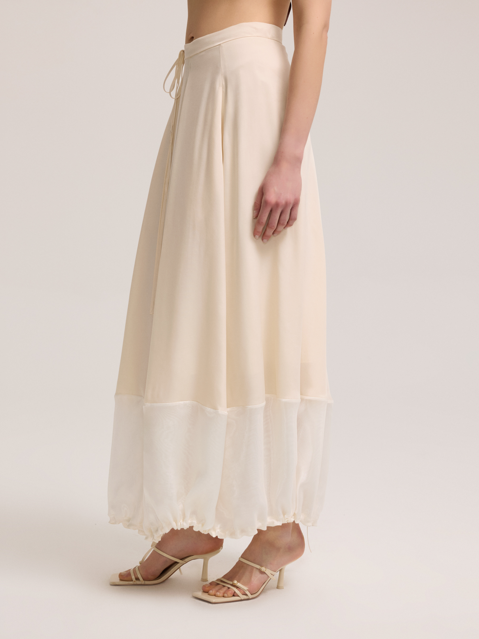 Long skirt with gathered detail