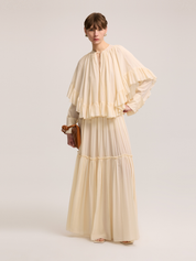 TULLE LIGHT BEIGE RUFFLE BLOUSE