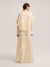 TULLE LIGHT BEIGE RUFFLE BLOUSE