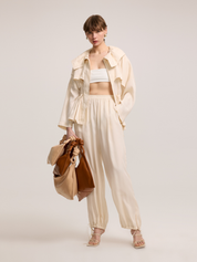 WAIST DRAWSTRING LIGHT BEIGE JACKET