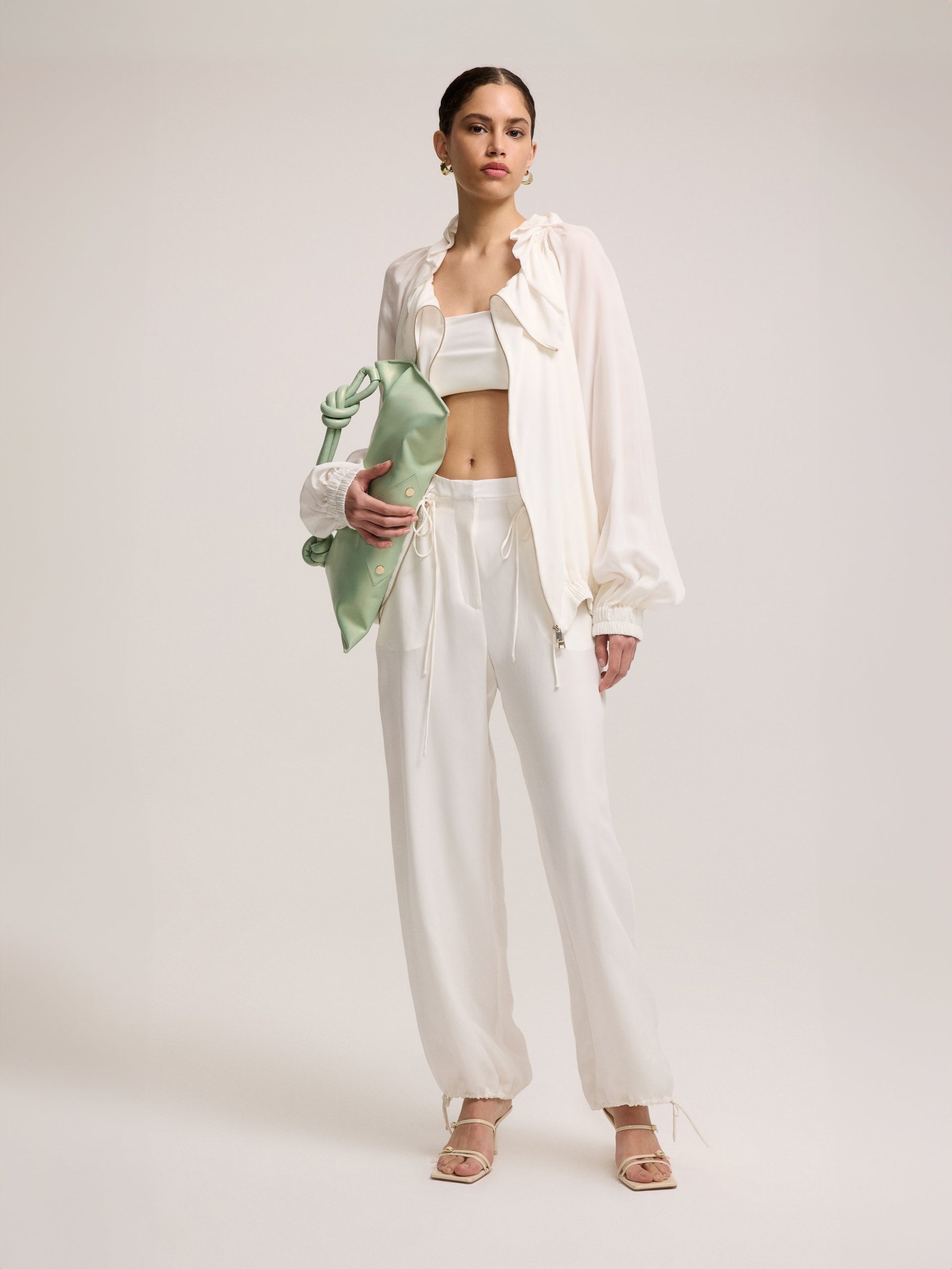 ZIPPERED GATHERED DETAIL BLOUSE