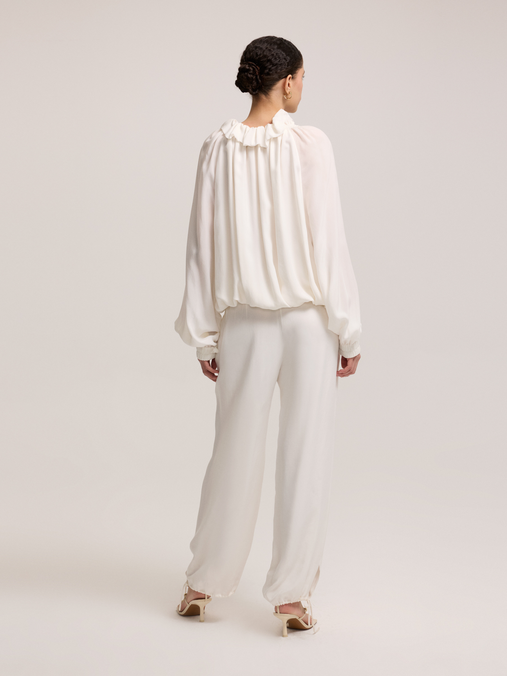 Zippered gathered detail blouse