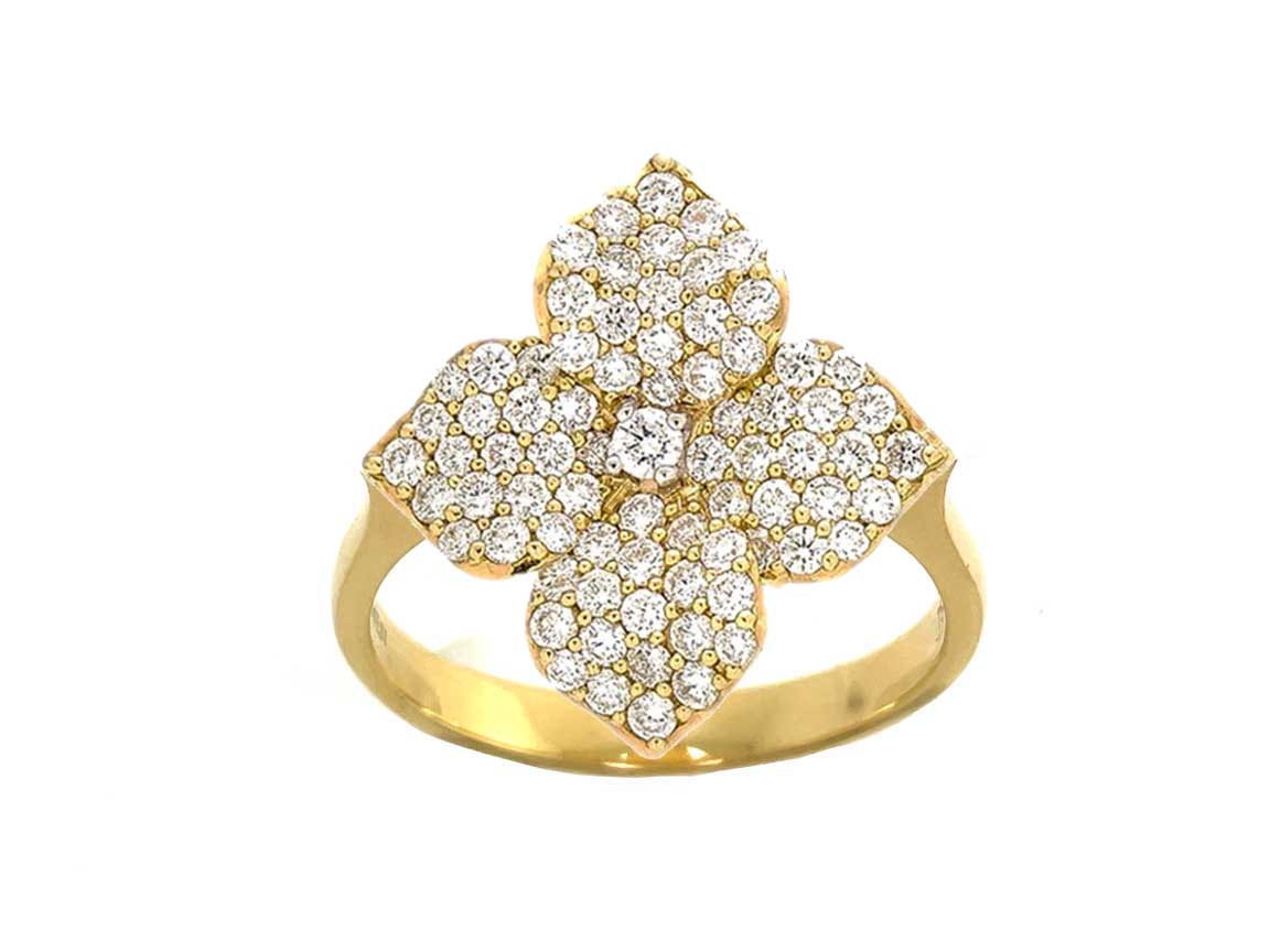 Fiore rd dia 0.72/y-w18k sm flower ring