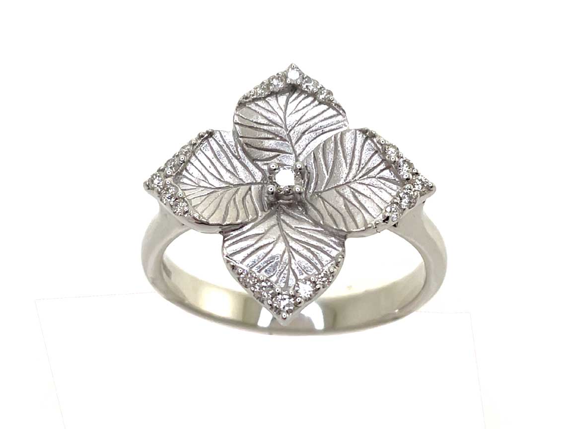Oro fiore rd dia 0.14/satin w18k sm flower ring