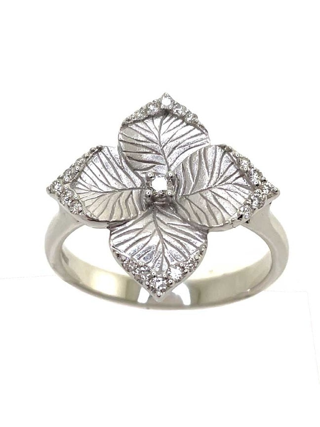 Oro fiore rd dia 0.14/satin w18k sm flower ring