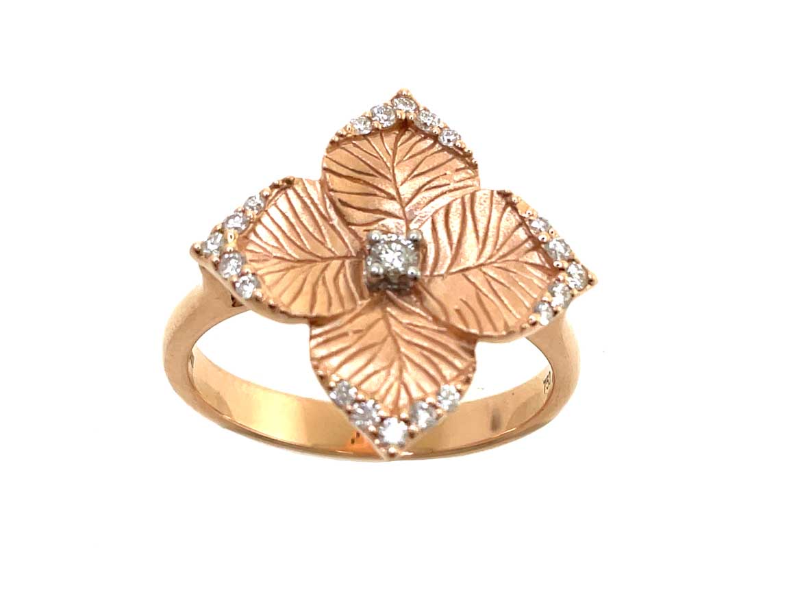 Oro fiore rd dia 0.14/satin w-p18k sm flower ring
