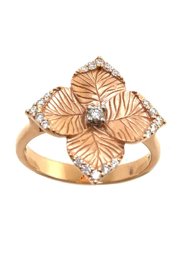Oro fiore rd dia 0.14/satin w-p18k sm flower ring