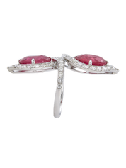 Ring with Oval Ruby with Diamonds