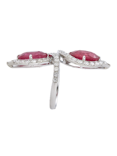 Ring with Oval Ruby with Diamonds