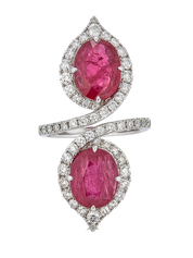 Ring with Oval Ruby with Diamonds