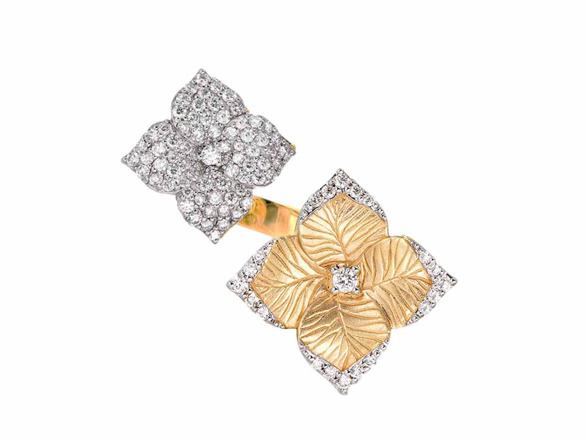 Oro fiore rd dia 0.94/y-w18k double flower ring