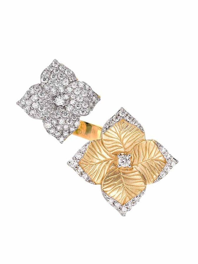 Oro fiore rd dia 0.94/y-w18k double flower ring