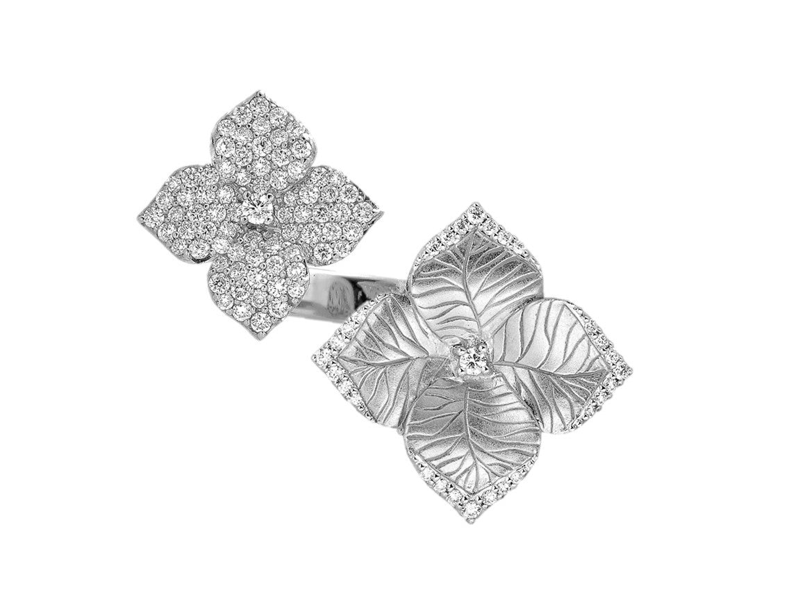 Oro fiore rd dia 0.94/w18k double flower ring