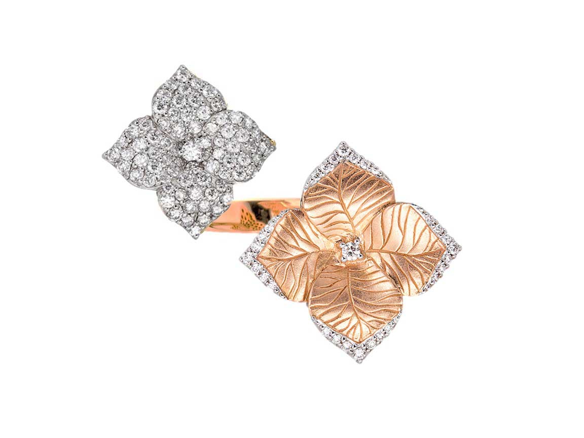 p18k double flower ring