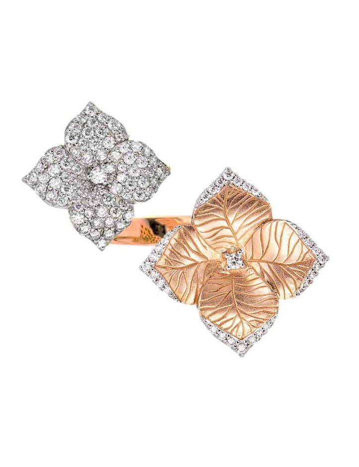 p18k double flower ring
