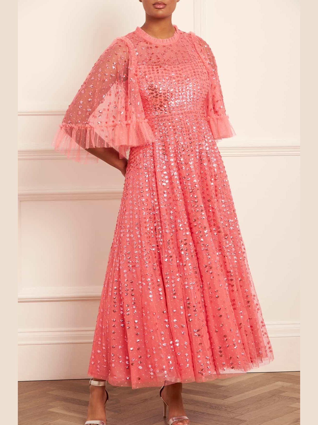 Raindrop short sleeve ankle gown