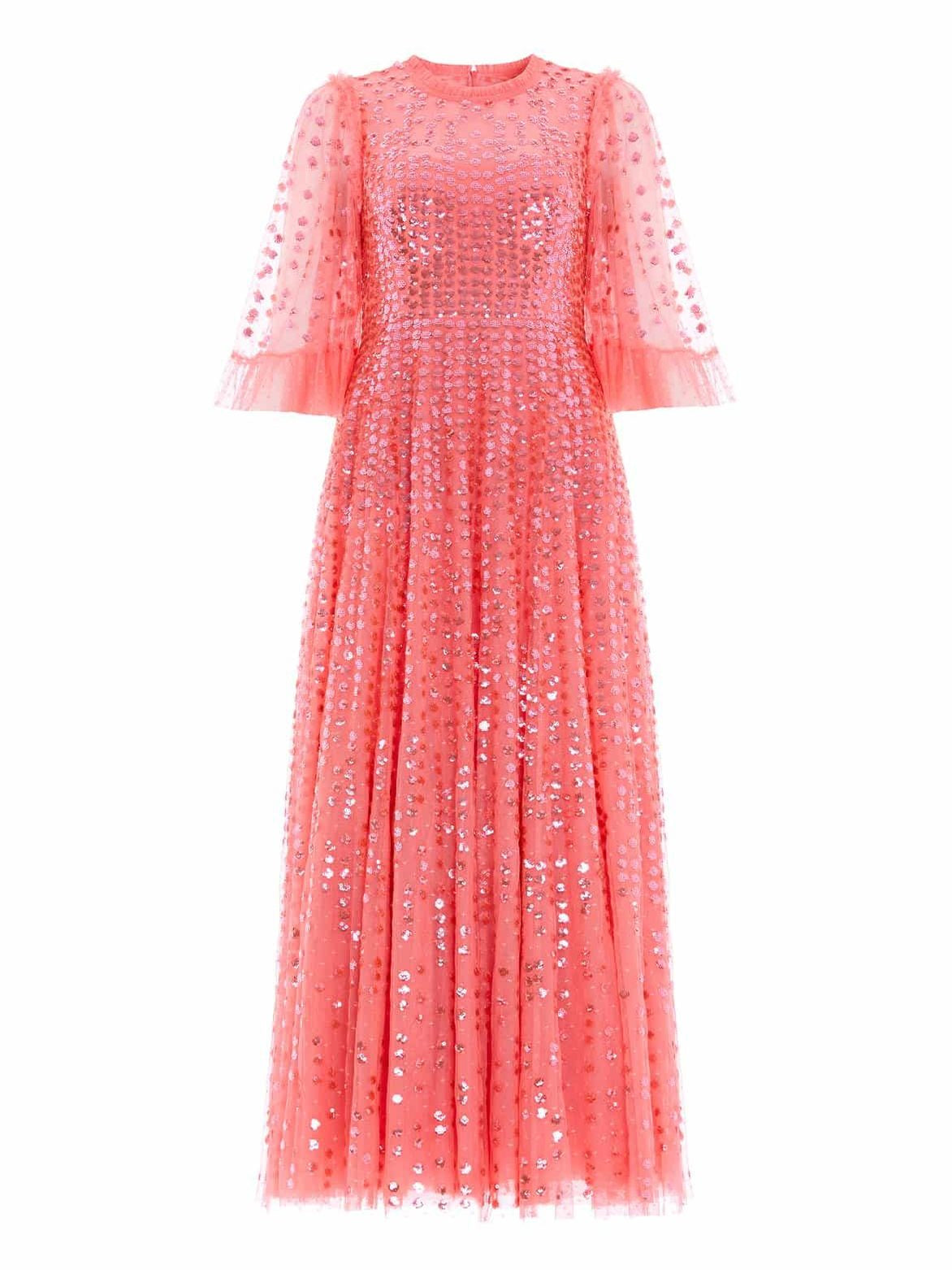 Raindrop short sleeve ankle gown