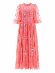 Raindrop short sleeve ankle gown