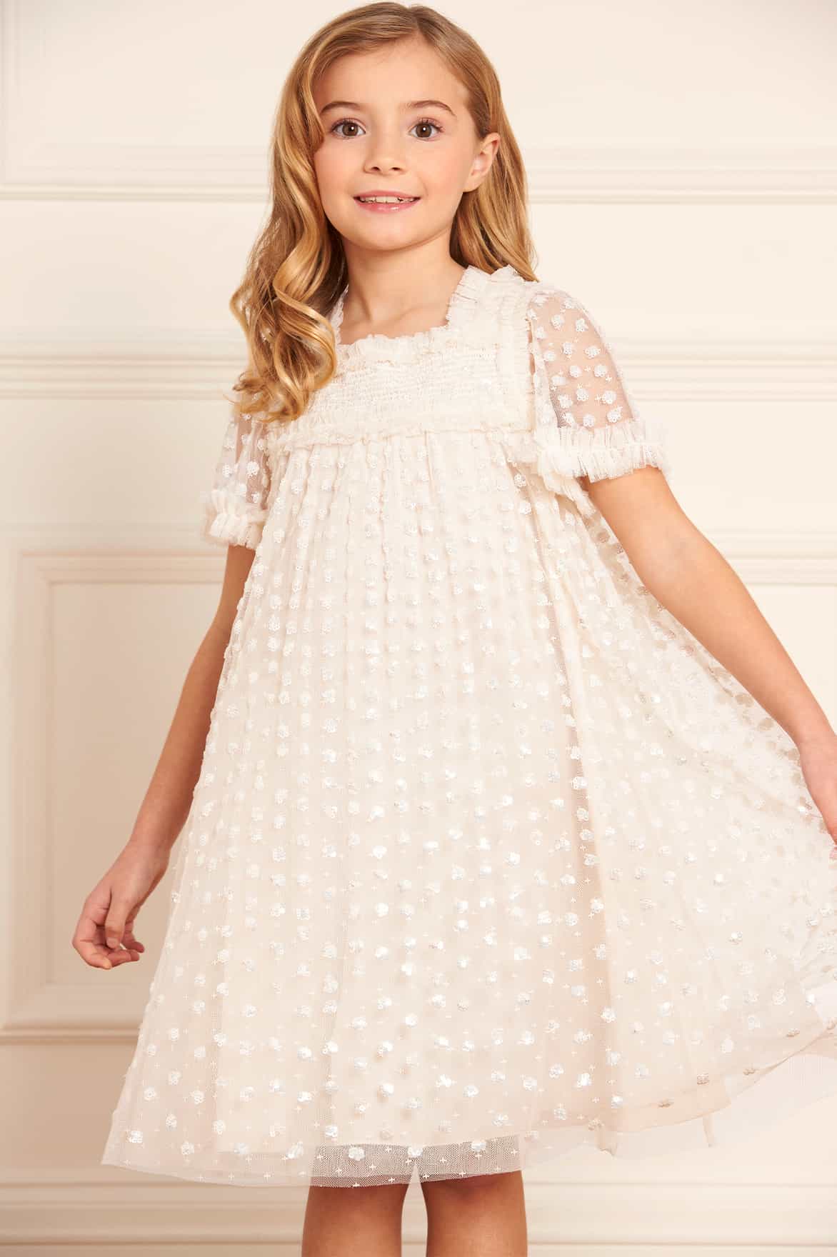 RAINDROP SMOCKED KIDS DRESS