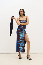 Iris ocean print maxi tank dress