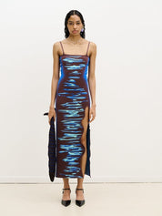 Iris ocean print maxi tank dress