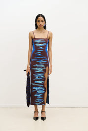 Iris ocean print maxi tank dress