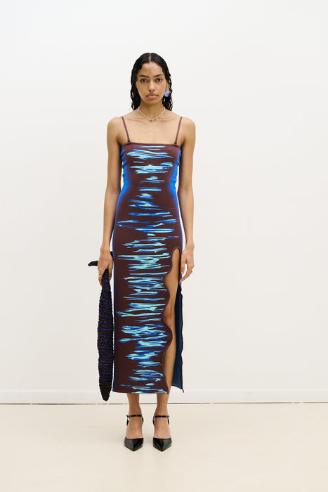 Iris ocean print maxi tank dress